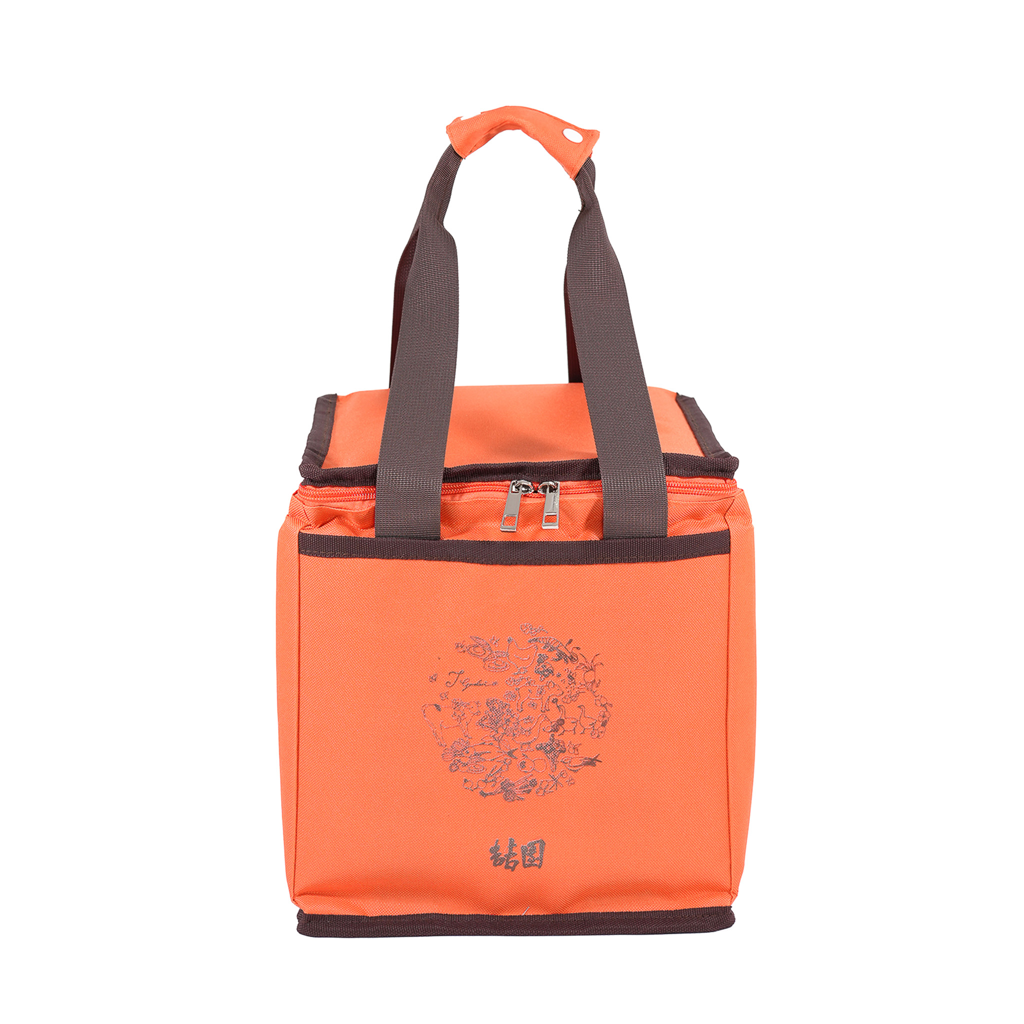 喆園橘色花卉保冷袋