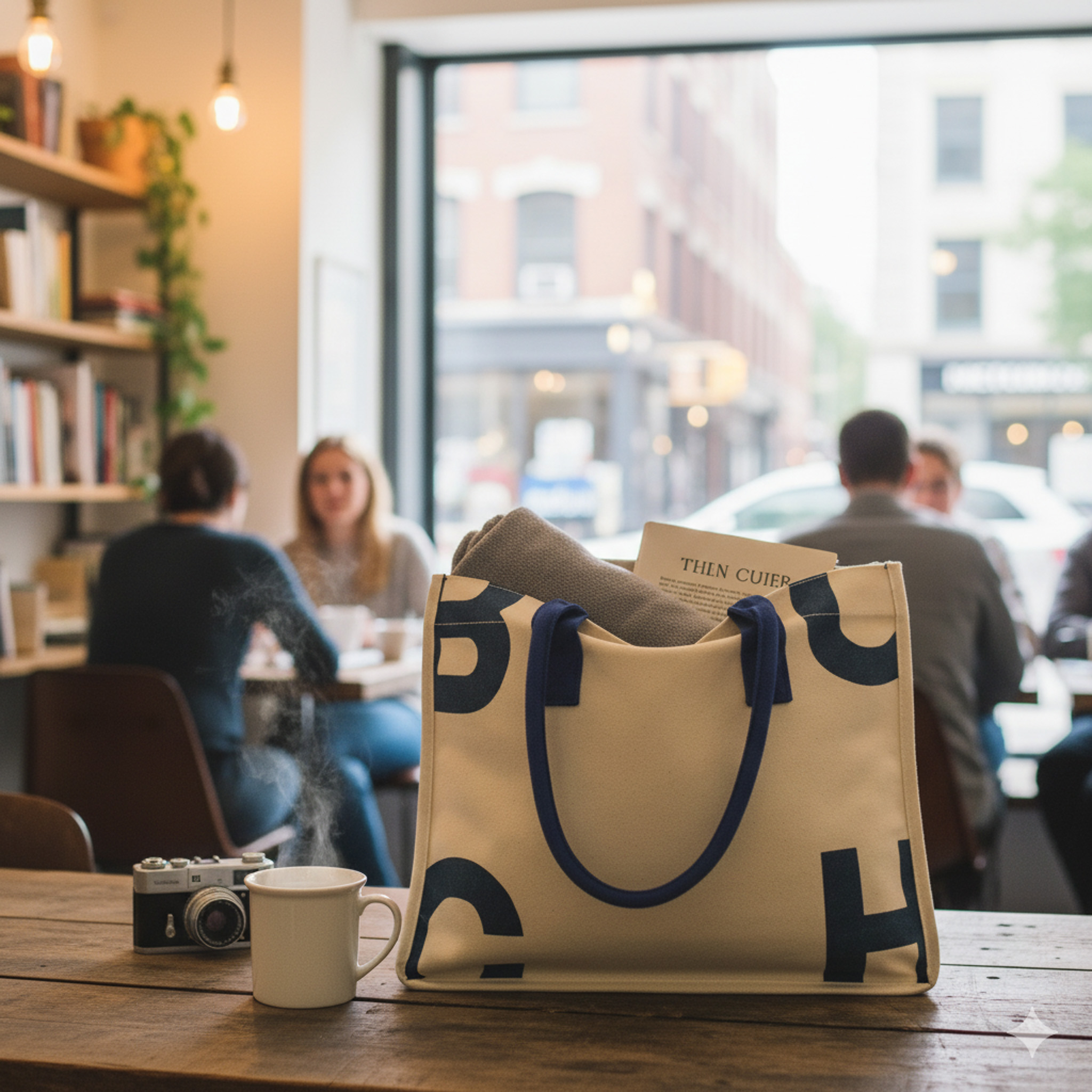 字母印花帆布提袋