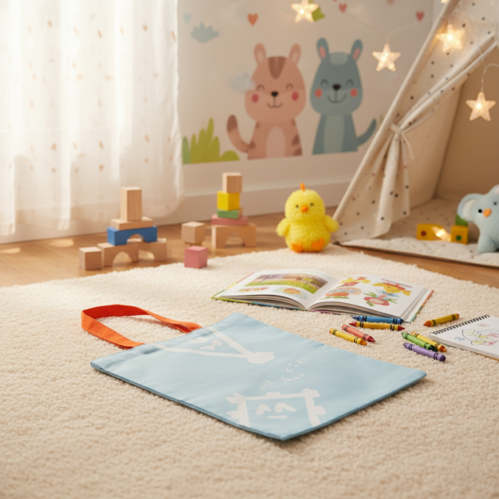 童趣拼色帆布袋